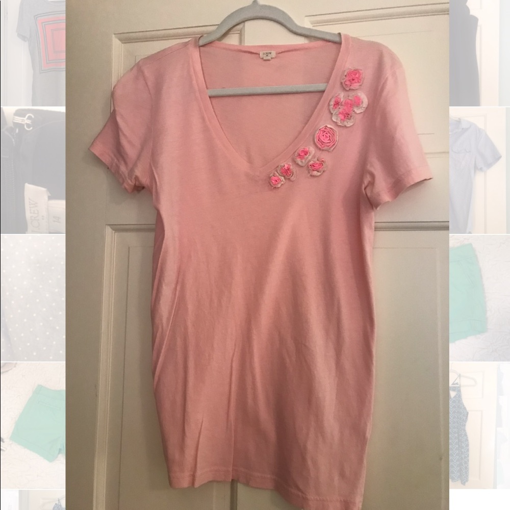 J. Crew pink rosette T-shirt